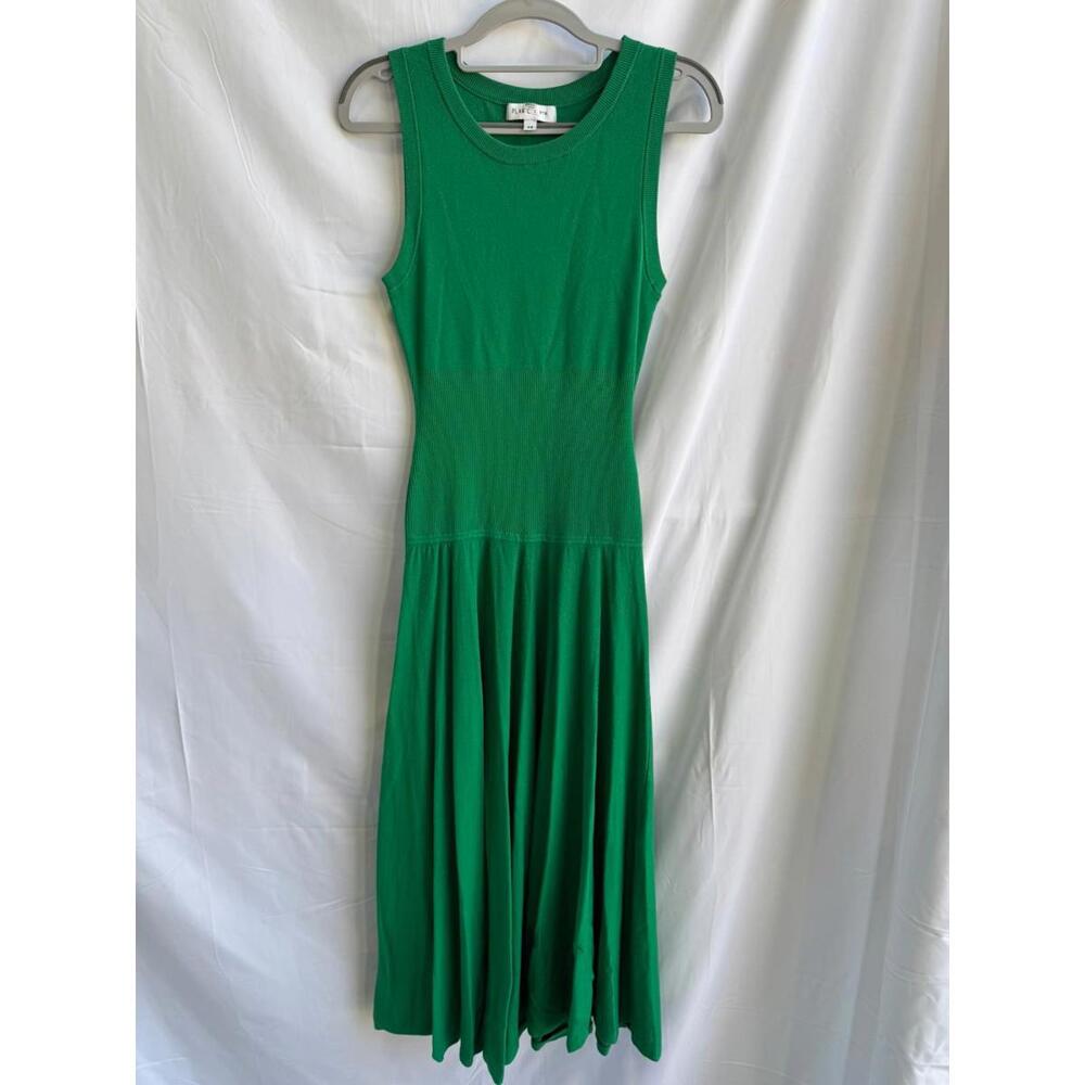 PLAN C x RTR Green Knit Fit And Flare Midi Dress Size XS with small Hole - Picture 2 of 6